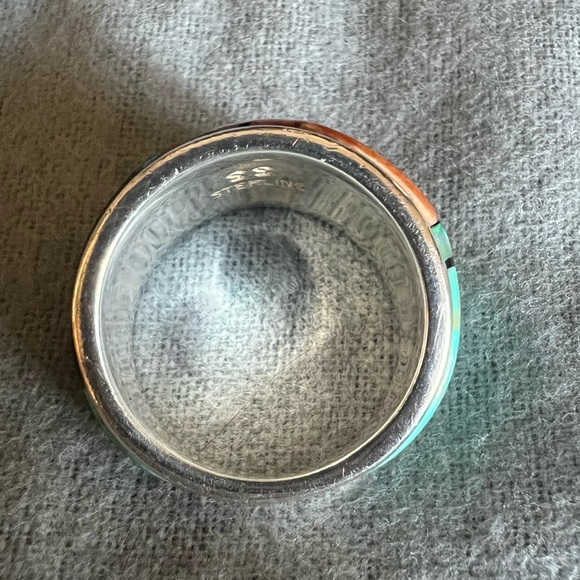 Colorful, Multi-Gemstone, Sterling Silver Inlay Statement Ring - Picture 11 of 17